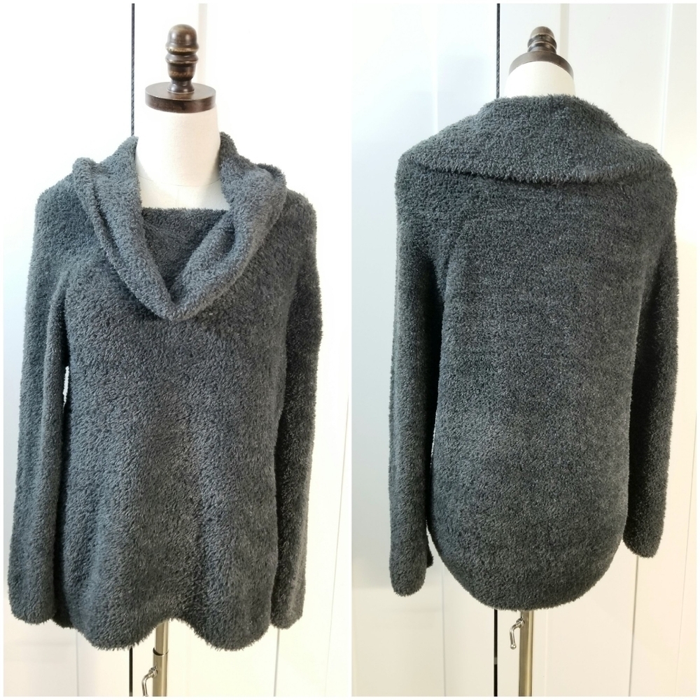 Express Gray Sherpa Cowl Neck Longsleeve Sweater, Small
